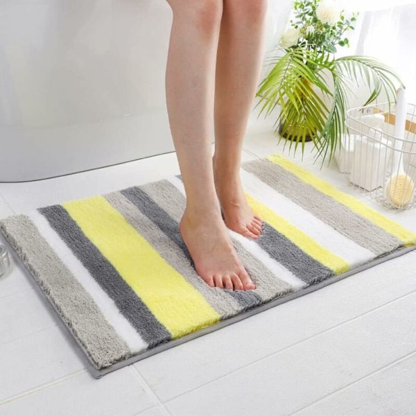 Maskinvaskbar skridsikker bademåtte, ultra blød fortykket absorberende brusebadsmåtte mikrofiber badeværelsesdekoration, blåㄛ50x80cm