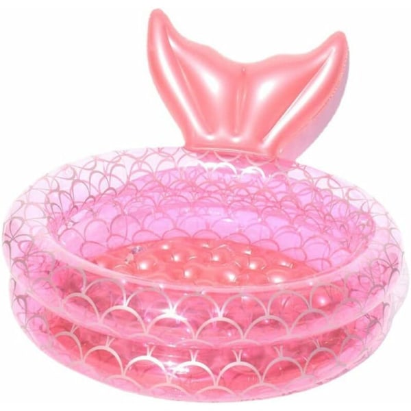 Oppustelig pool, oppustelig havfrue svømmebassin hjem børn baby pink rund svømmebassin flydende luftpude (120cm)