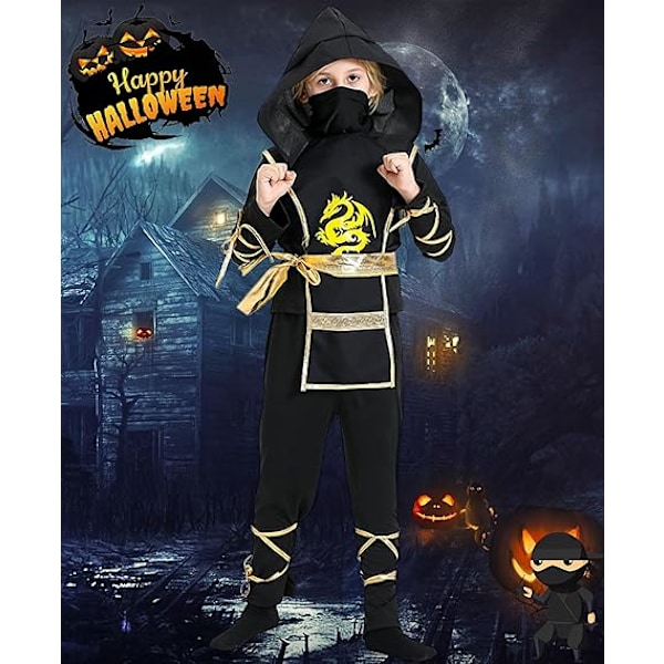 Ninja-dräkt för barn - Halloween-drakdräkt, cool utklädningsdräkt rollspelsset storlek M