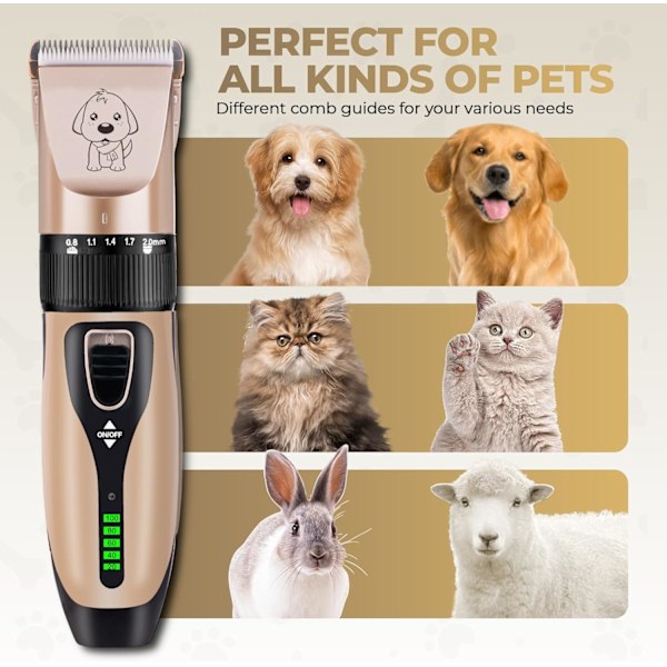 Hårtrimmer for hund, oppladbar