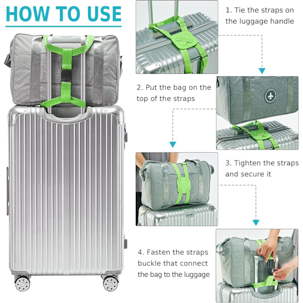 Bagage elastikstropper TSA godkendt, rejsetaske elastikstropper til kufferter Tilføj en taske (grøn) 2 stk.