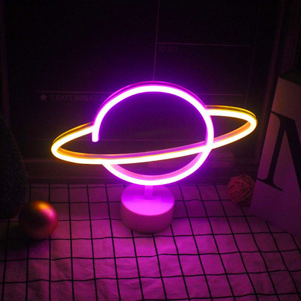Planet Neon LED-stillampe Romantisk dekorativt ornament Planetlampe Ins-stil LED-bordlampe Neon