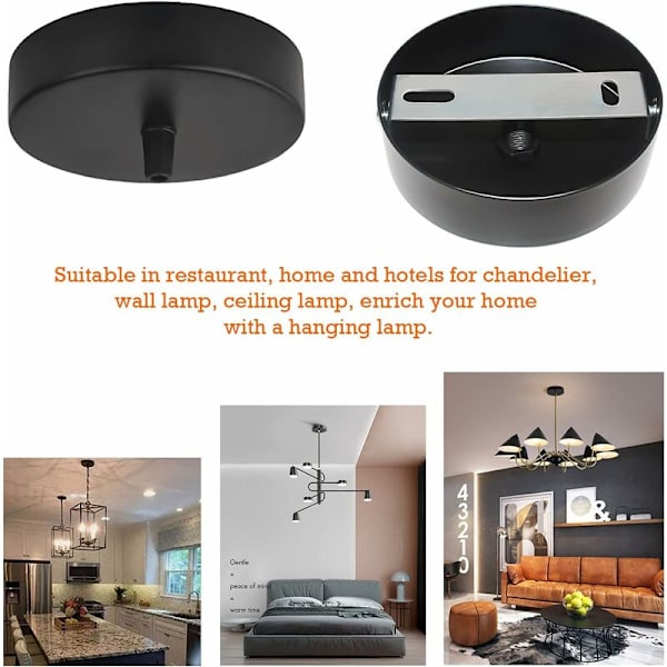 Takdosa 80 x 20 mm Svart Takrosett Trådskydd för Kandelaber med Installationstillbehör för Hemträdgård Hängande Eller Kandelaber（2 st