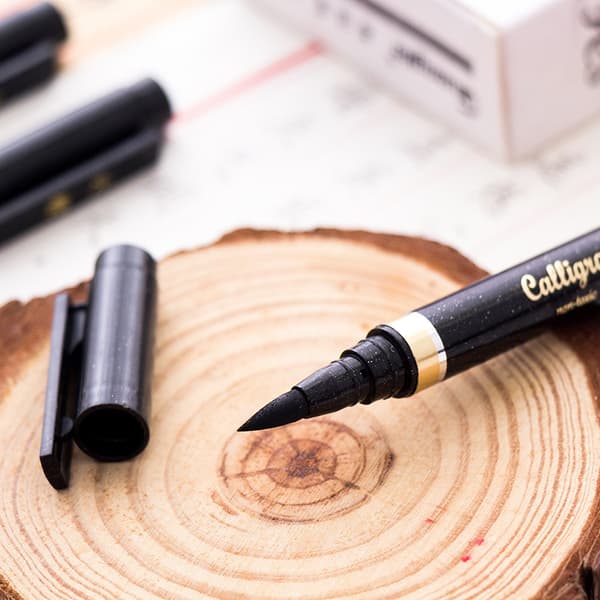 Kalligrafipenne, 6 stk. kalligrafipenne til bogstaver, sort penselpen til håndskrift (4 størrelser)