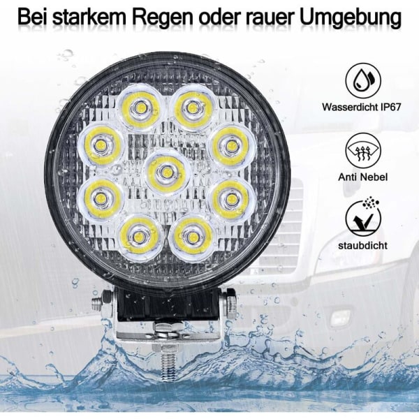 Pakke med 4 stk. 27W LED-arbejdslys Runde arbejdslys Offroad-projektør Flomlys Projektør Flomlys Arbejdslys til ATV SUV ATV Traktor Have 175