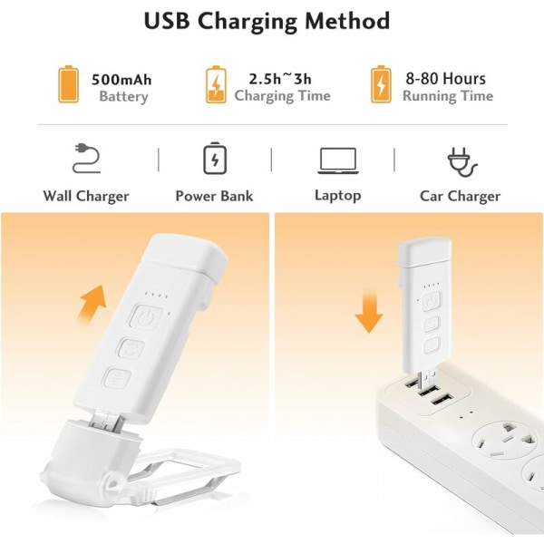 Lukuvalaisin, USB-ladattava lukuvalo, 3 tilaa 5 säädettävää kirkkautta, 500 mAh taitettava miniklipsilamppu kirjojen lukemiseen sängyssä lapsille