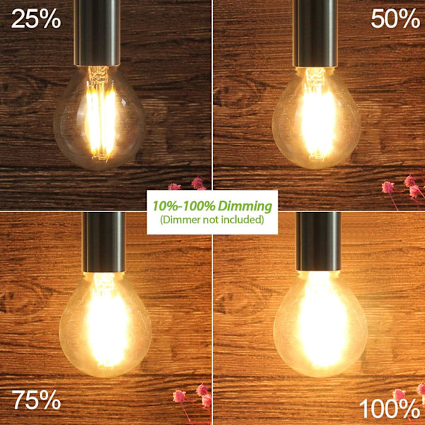 Himmennettävä E14 LED-lamppu, P45 G45 Golfpallolamppu Vintage Filamenttilamppu, E14 Pieni Edison-ruuvilamppu Valkoinen valo 3000K, 4W SES-lamppu 40W vastaava, 6 kpl