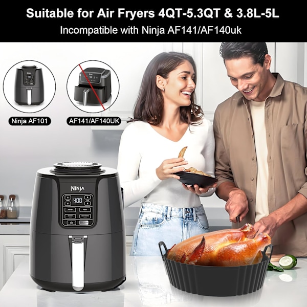Runde Silikone Airfryer Liners, 3 stk.