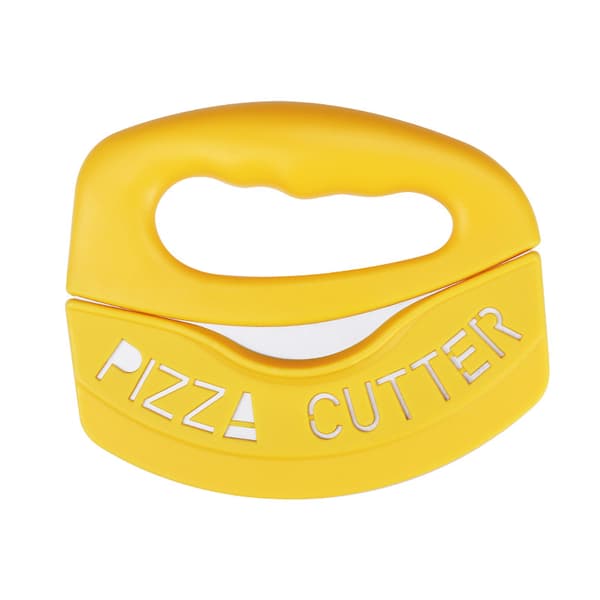 Pizza kutter med (gul) deigkutter, pizza kutter med beskyttelse