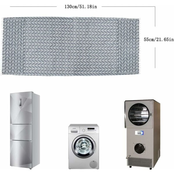 Jääkaapin kansi, pesukoneen kansi, pesukoneen suojus, pesukoneen pölysuoja säilytystaskuilla 130x55CM (harmaa nuoli)