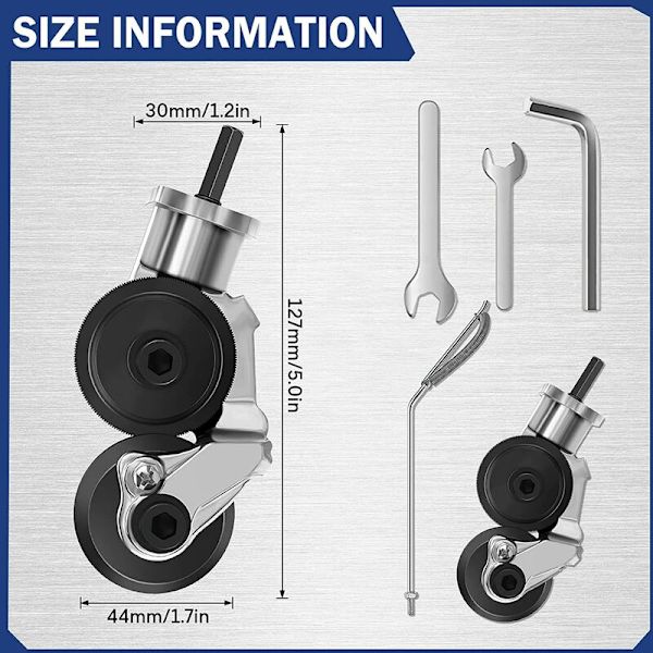 Plateklipp for elektrisk drill, dobbelthode plateklipp for kutting av jern, stål, kobber, aluminium (egnet for 12V/21V litium elektrisk drill)