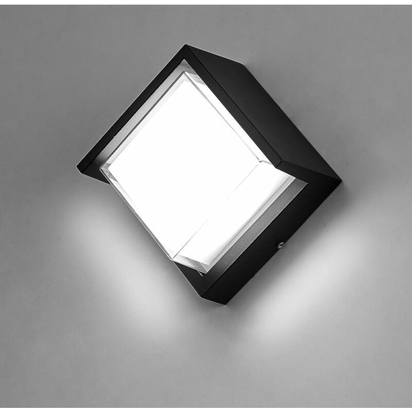 12W Modern LED utomhusvägglampa Vattentät IP65 / Aluminium + akryl / 6000K Cool White / LED Vägglampa (Square-Cool White) [Energiklass A