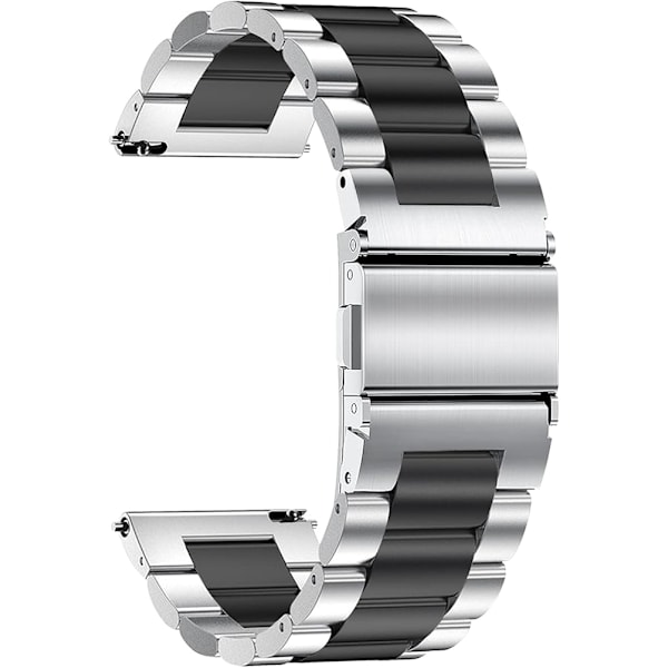 20mm Metallklokkereim - Svart Hurtigutløser Erstatningsreimer for Menn og Kvinner - Armbåndsur i Rustfritt Stål for Smartklokke - 16mm 18mm 2
