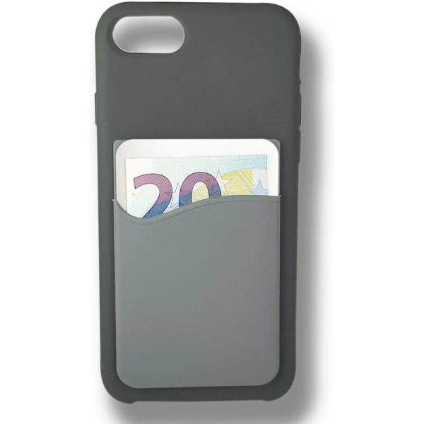 2 stk. Silikone selvklæbende kreditkortholder til mobiltelefoner (lysegrå)