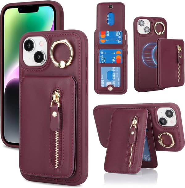 iPhone 13 Lærdeksel - Burgunder