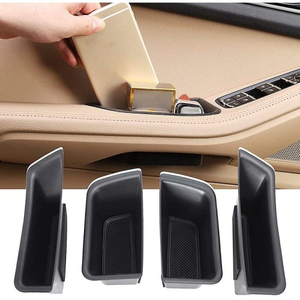 4 X Car Door Side Handle Pocket Box Organizer Tray Grab Handle Box For- 2015-2021