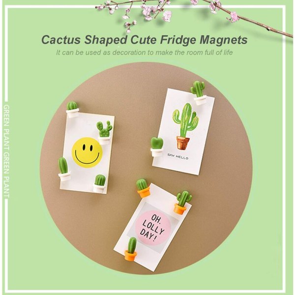 6 st Cactusformade kylskåpsmagneter Söta kylskåpsmagneter Kylskåpsklistermärken för Whiteboard Skåp Anteckningar Kalender Kontor Heminredning