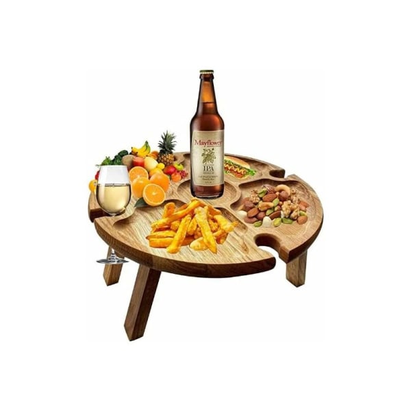 Sammenklappeligt bærbart picnicbord, udendørs foldbart let campingbord 24 cm Lille picnicbord i træ til fest, strand, have, camping,