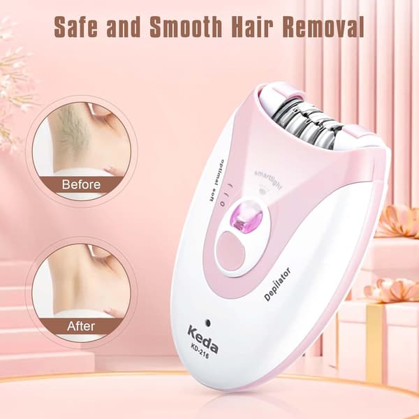 Epilator til kvinder, trådløs epilator med LED-lys, 2 indstillinger