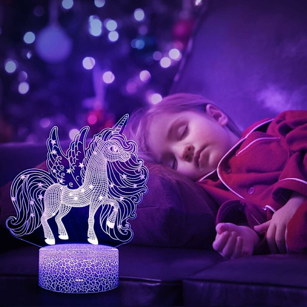 Enhjørning natlys til børn, baby, enhjørning legetøj, enhjørning gaver til piger, 16 farveskiftende enhjørning lys lampe med fjernbetjening, enhjørning