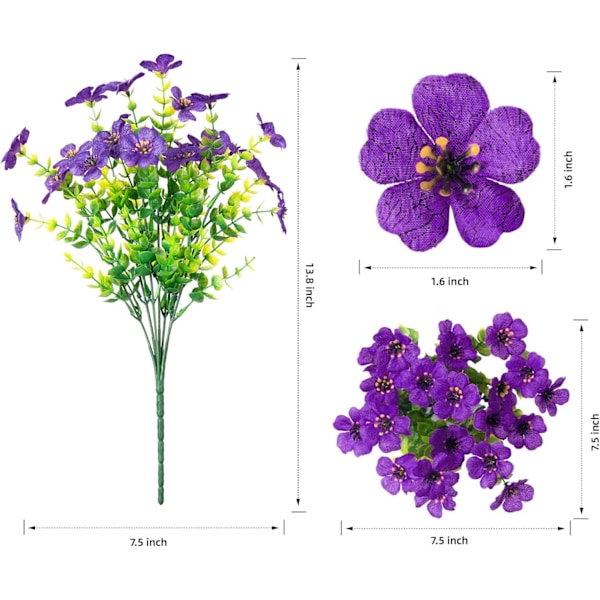 Kunstige blomster for utendørs innendørs hage hjemmedekorasjon, falsk blomster tusenfryd med eukalyptusblader falske planter grøntområder buksbom veranda uteplass, 12 B