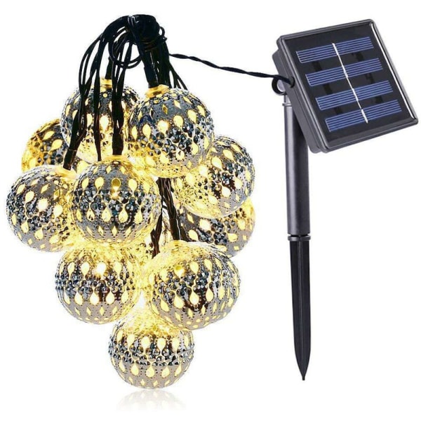 Marokkanske Solar String Lights Outdoor, 5M 20 LED 8 Modes Vandtæt belysning til have, gårdhave, gård, hjem, jul, fest -DENUOTOP