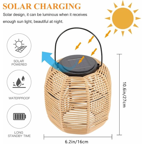 Solcellelykt Hengelampe Solcelle Utendørsbelysning Terrassedekor -DENUOTOP