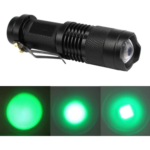 Mini LED Lommelygte Grønt/Rødt/Blåt Lys Lommelygte 3 Lysindstillinger til Camping, Vandring, Nattesyn, Natfiskeri, Natkørsel (3 stk.) [Energiklasse