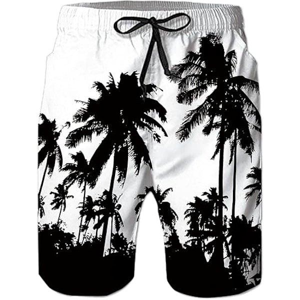 Badbyxor för män, sommar, snabbtorkande strandshorts med sidofickor och meshfoder - L - Svart