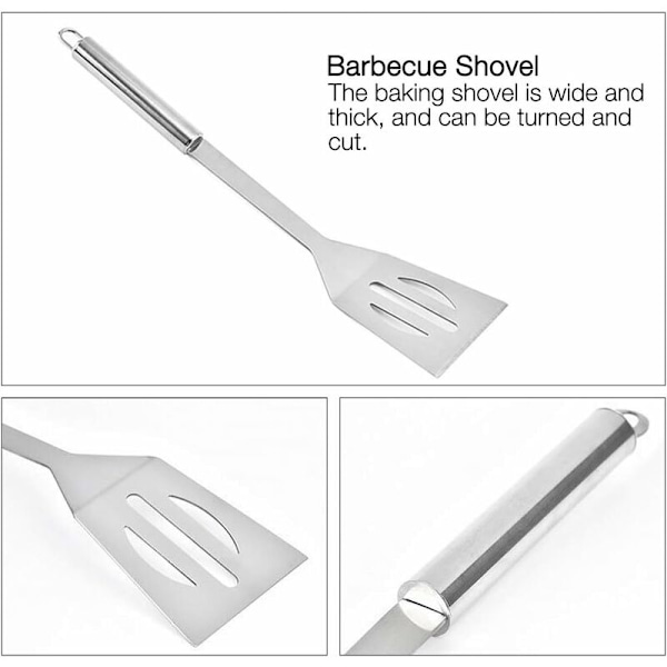 Grill bestik sæt af 3 rustfrit stål grill tilbehør kød gaffel grill spatel grill tang grill sæt grill gaffel grill etui grill