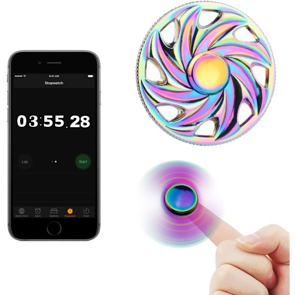 Regnbue Fidget Spinner - 3-5 Min Spintid - Højhastigheds Stålleje - Stress Relief Fokus Legetøj