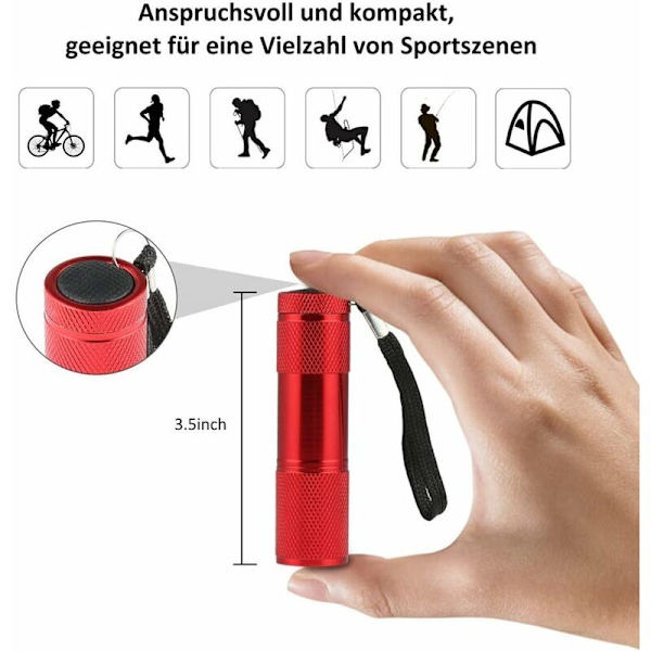 4 st LED-ficklampa, minifyrlampa inklusive 12 batterier, vattentät ficklampa för barn eller vuxna cykling camping läsning promenader vandring Wor