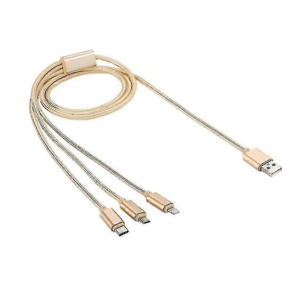 1,2 m USB-C / Type-C 3.1 8-pin Micro USB 5-pin til USB 2.0 Vævet Opladerkabel