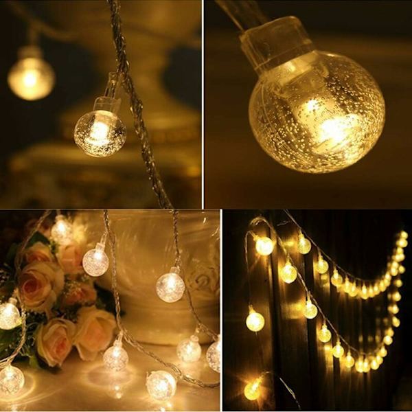 Solcellslingor för utomhus- och inomhusbruk - 12 m 100 LED-lampor IP65 Vattentäta LED-lampor Mjuka kristallkulor Lampa för dekoration Balkonger,Para