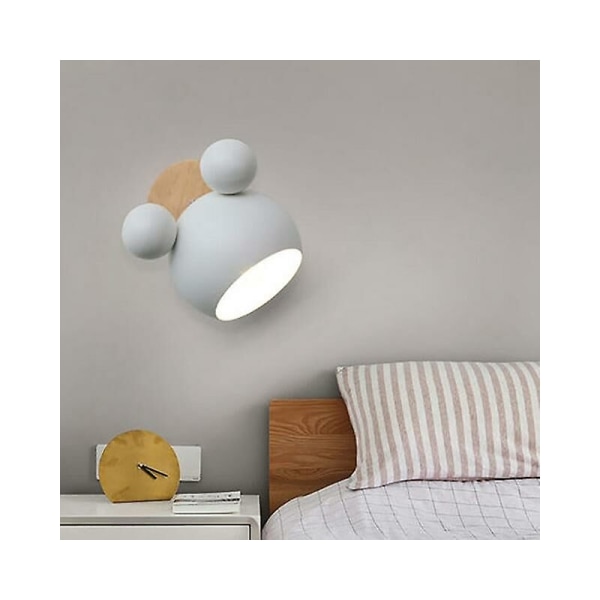 Nordic væglampe aluminium mickey sconce til børn soveværelseslamper moderne indendørs væglampe e27 creative armatur Hvid