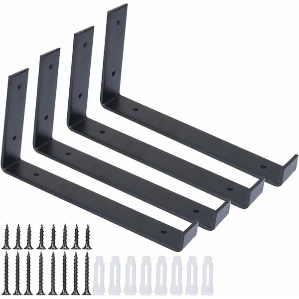 Set med 4 hyllkonsoler med skruvar, kraftiga rustika konsoler, industriella järnhyllor - för massiva väggar vardagsrum kök sovrum badrum