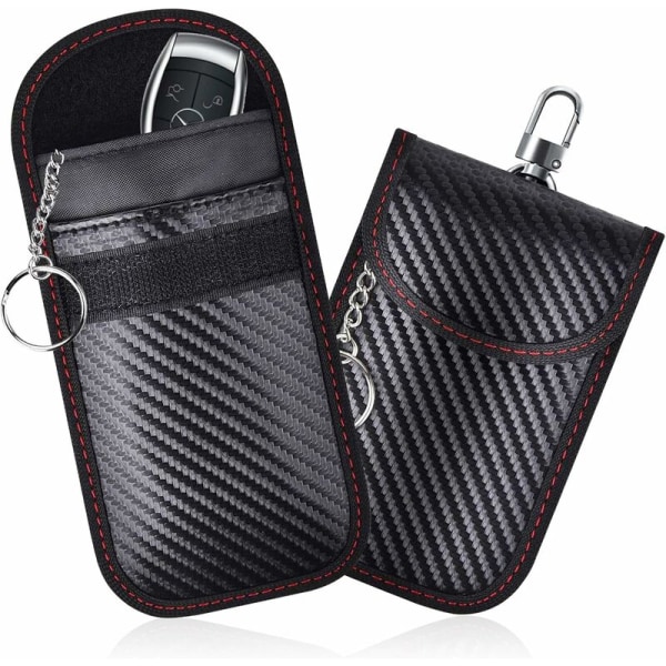 Signalblokerende Faraday-posetaske, sæt med 2 signalblokeringspose til bilnøgle, Carbon Fiber Anti-RFID-beskyttelsesetui-Fei Yu