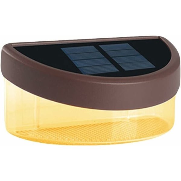 Vandtæt LED solar udendørs terrasselys til hegn, terrasse, dæk, indkørsel (brunt-varmt lys) HIASDFLS