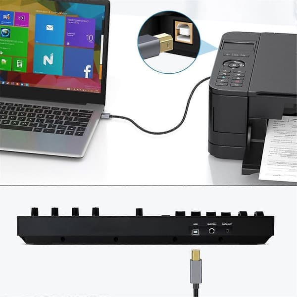 3 meter USB-printerkabel, USB 2.0 Type A han til B han scannerkabel kompatibel med og mere