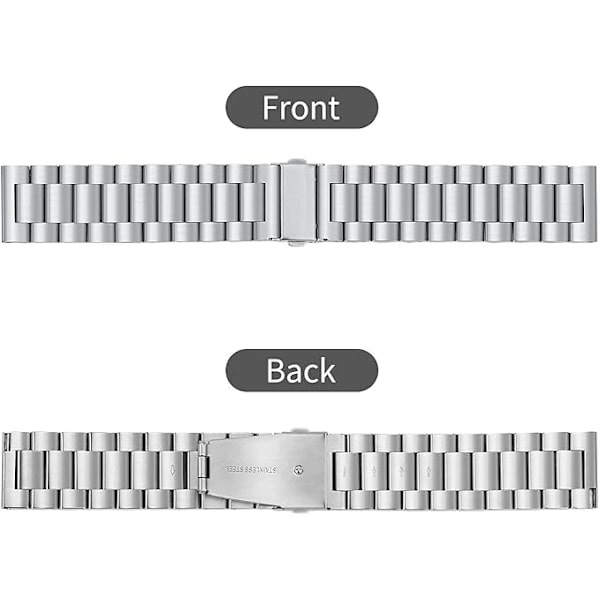 20mm Metall Klockarmband - Svart Snabbfäste Ersättningsarmband för Män och Kvinnor - Rostfritt Stål Armband för Smartklocka - 16mm 18mm 2