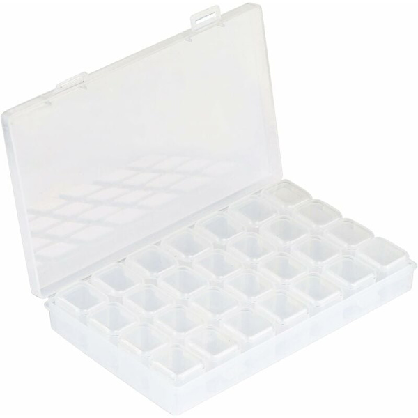 Multifunktionell diamantbroderi förvaringslåda med 28 fack för nagelkonst, strass, smycken, örhängen, pärlor, halsband, förvaring och display - F