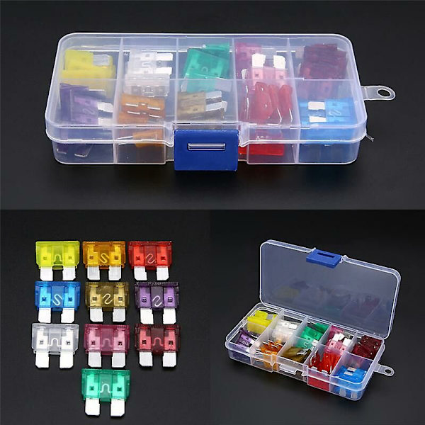 50 stk. blandet medium standard bladfuse 32v assorteret sæt bil auto 3a-40a+boks til bil varevogn lastbil coa