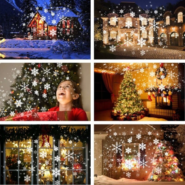 Utendørs juleprojektor, juleprosjektorlys for snø, Ip65 snøfnuggprojektorlampe HIASDFLS