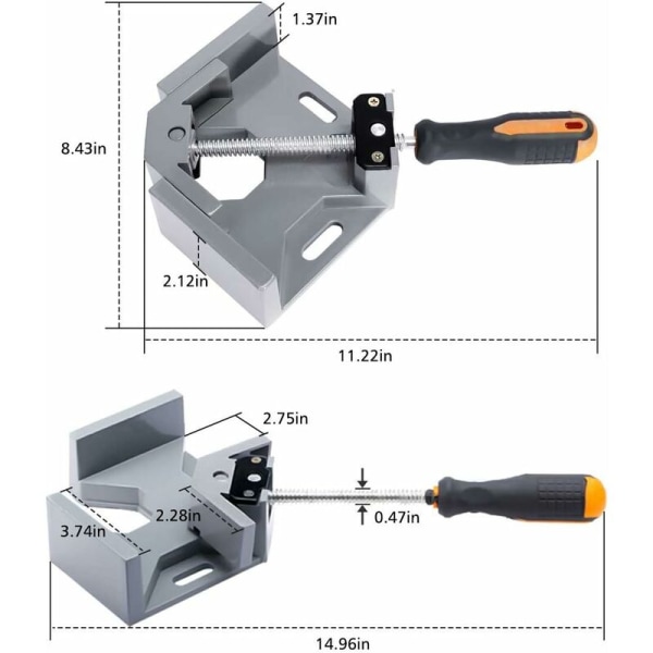 Right Angle 90 ° Corner Clamp / One Hand Aluminum Angle Vise with 70mm Gap Capacity for Woodworking, Engineering, Welding, Carpenter