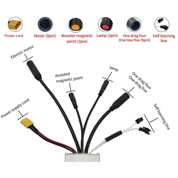 17A Tre-Mode Sinus Bølge Ebike Controller til Modifikation af 24V 36V 48V 250W350W Elektrisk Cykelmotor Lithiumbatteri