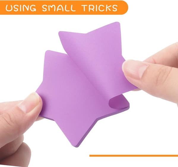 Otte stjerneformede sticky notes i 8 levende farver
