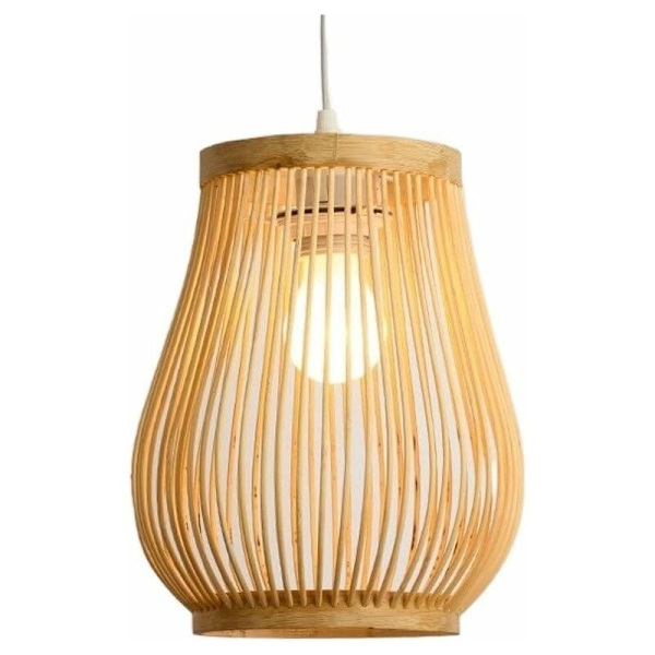 Pendellampe, Retro Gourd Ganglampe Vevd Lykt Enkelt Lys Tak Pendellampe Armatur Hengende Belysning med Rattanform for Teah