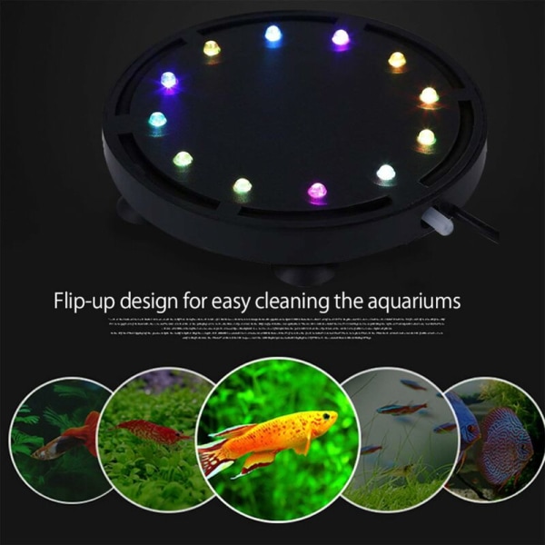 Akvarium 12 Multicolor RGB LED Akvarium Undervands Boble Undervandslys Nat Hav / Multicolor LED Akvarium Luftsten Disk, Rund Fisk Ta