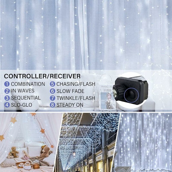 Jouluvalot, ulkovalosarja, jouluvalaistus LED-valoverho, 3 x 3 m valoverho, 300 LED-valoverho, valoverho