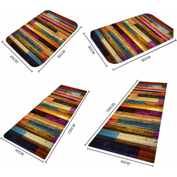 3D Colored Wood Bath Mats and Carpets Bathroom Mats with Non-slip Rubber Mats Flannel Fabric 09-40  60cm-DENUOTOP